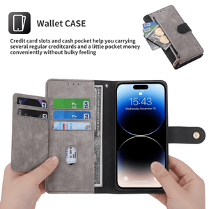 2025 RFID Zipper Wallet Flip Leather Cards Solt Case for iPhone 16 15 14 Series