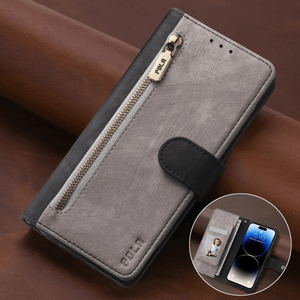 2025 RFID Zipper Wallet Flip Leather Cards Solt Case for iPhone 16 15 14 Series