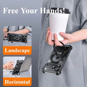 360° Rotate Stand Frameless Shockproof Protector Cover Metal Magnetic Magsafe Phone Case for iPhone 17 Series