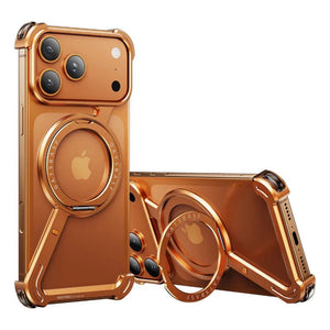 360° Rotate Stand Frameless Shockproof Protector Cover Metal Magnetic Magsafe Phone Case for iPhone 17 Series
