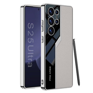 Electroplated Leather Anti - fall Protective Phone Case For Galaxy S26 S25 S24 S23 Ultra Plus