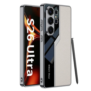 Electroplated Leather Anti - fall Protective Phone Case For Galaxy S26 S25 S24 S23 Ultra Plus