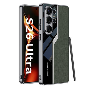Electroplated Leather Anti - fall Protective Phone Case For Galaxy S26 S25 S24 S23 Ultra Plus