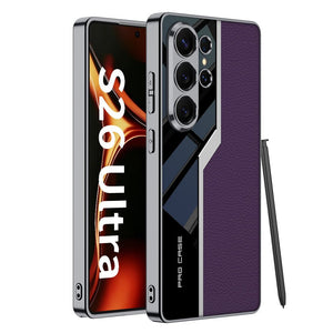 Electroplated Leather Anti - fall Protective Phone Case For Galaxy S26 S25 S24 S23 Ultra Plus