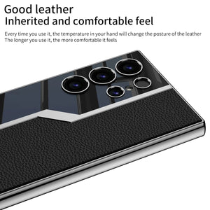 Electroplated Leather Anti - fall Protective Phone Case For Galaxy S26 S25 S24 S23 Ultra Plus