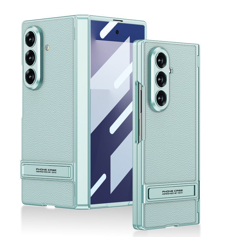 Luxurious Magnetic Hinge Leather Cover With Back Screen Protector For Galaxy Z Fold 7