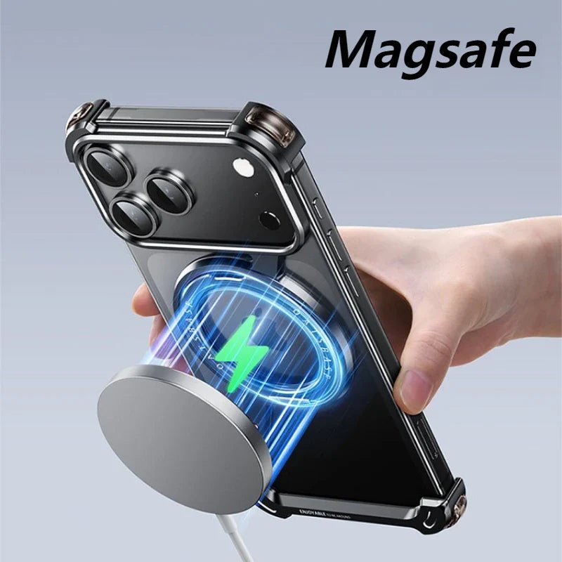 360° Rotate Stand Frameless Shockproof Protector Cover Metal Magnetic Magsafe Phone Case for iPhone 17 Series