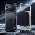9 - Shaped Metal Frameless Shockproof Phone Case with Stand Magsafe Minimalist Bumper for iPhone 17 Series