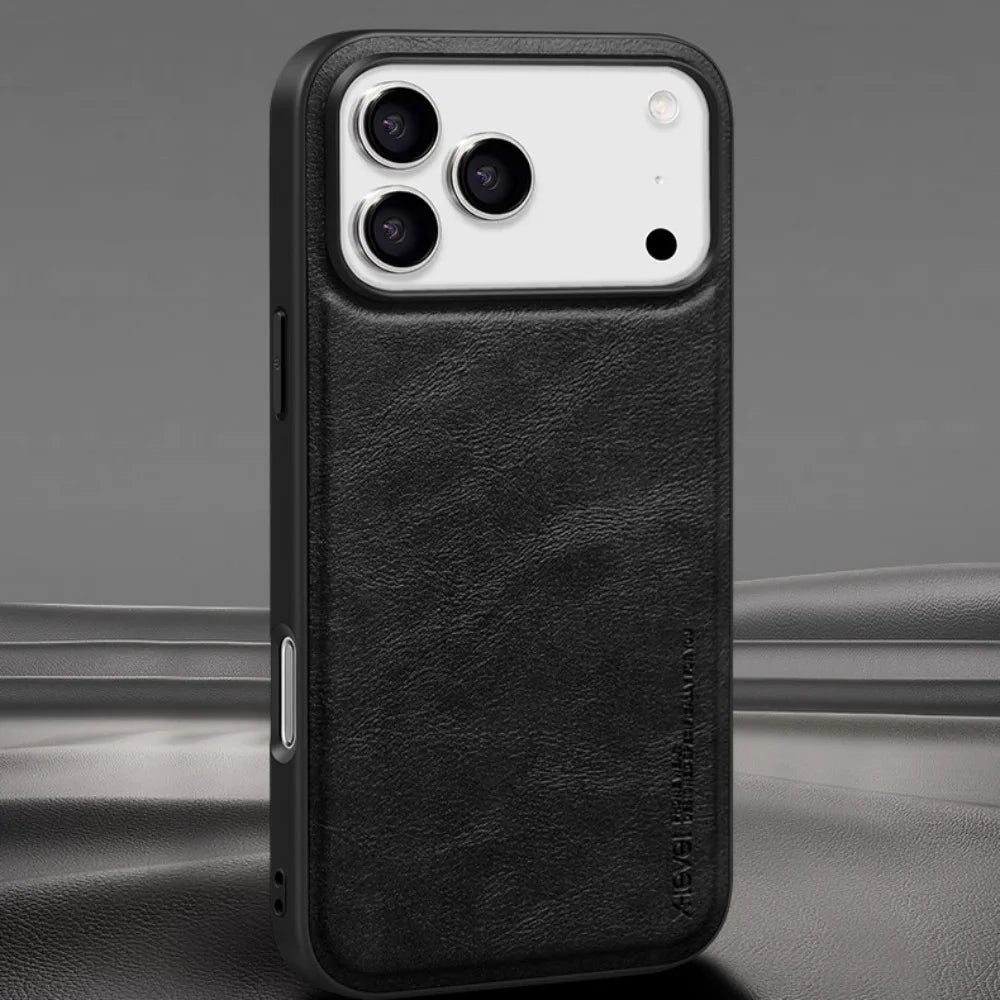 Luxury Business Plain Leather Anti - drop Non - slip Slim Case for iPhone 17 16 Series